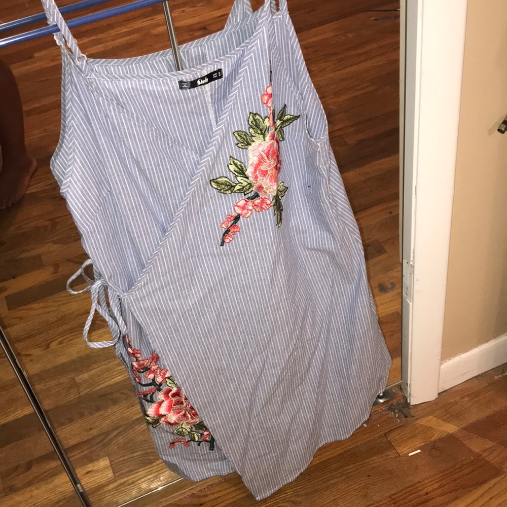 Striped blue and white dress